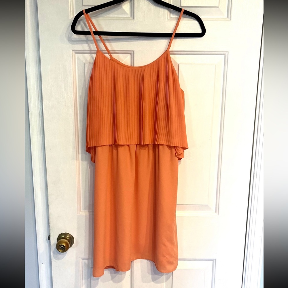 Mossimo Supply Co. Orange Spaghetti Strap Pleated Dress Size Medium